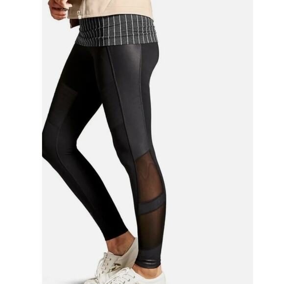 Athleta Women’s Black Estra Leggings Yoga Athletic Mesh Leg Workout Size Small - Picture 2 of 14